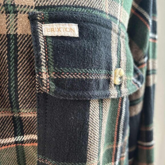 Brixton Forest Green Plaid Cotton Blend Cropped Shacket with Pockets – US S - Picture 5 of 12